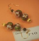 Cloisonne Gemstone Lave Earrings Rose Gold Jewelry #710